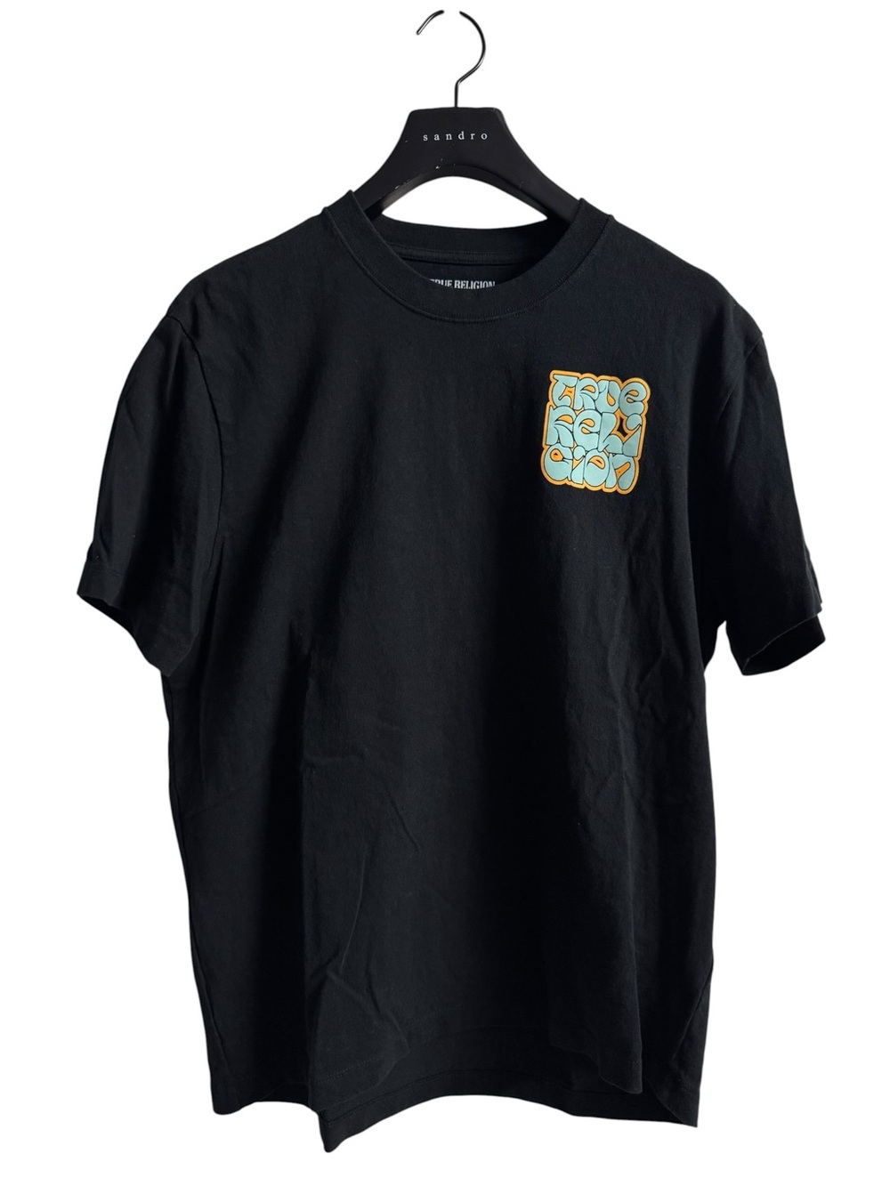 True Religion Graphic Tee with Yellow & Light Blue Chest Patch